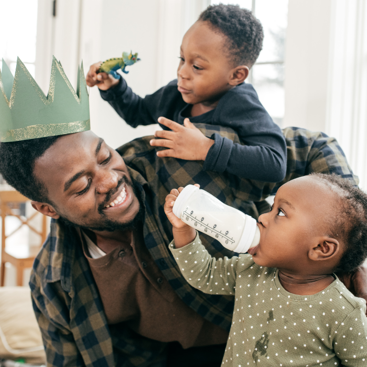 Dad with infant anad toddler