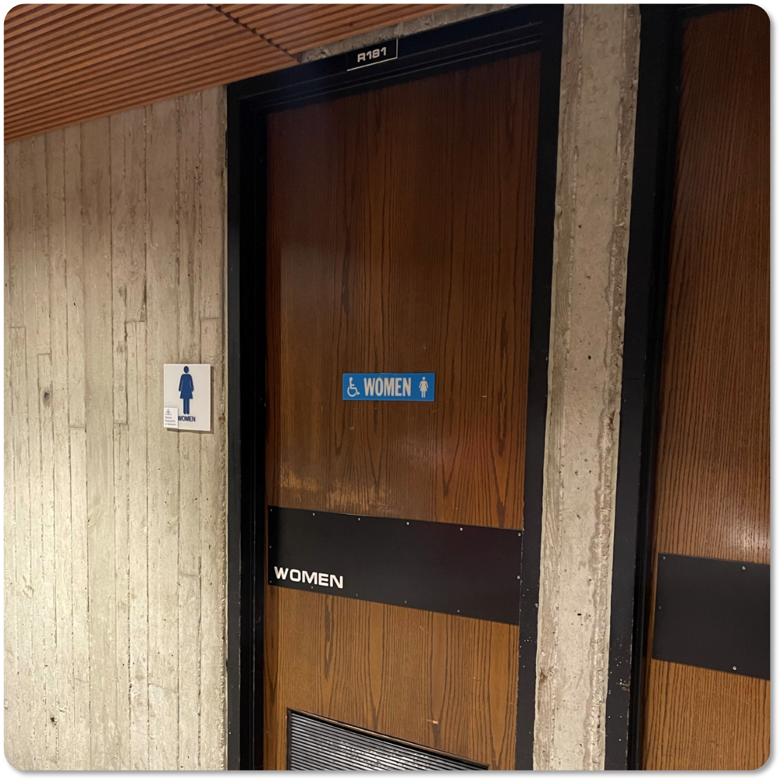 Wooden door in Scheman Hall